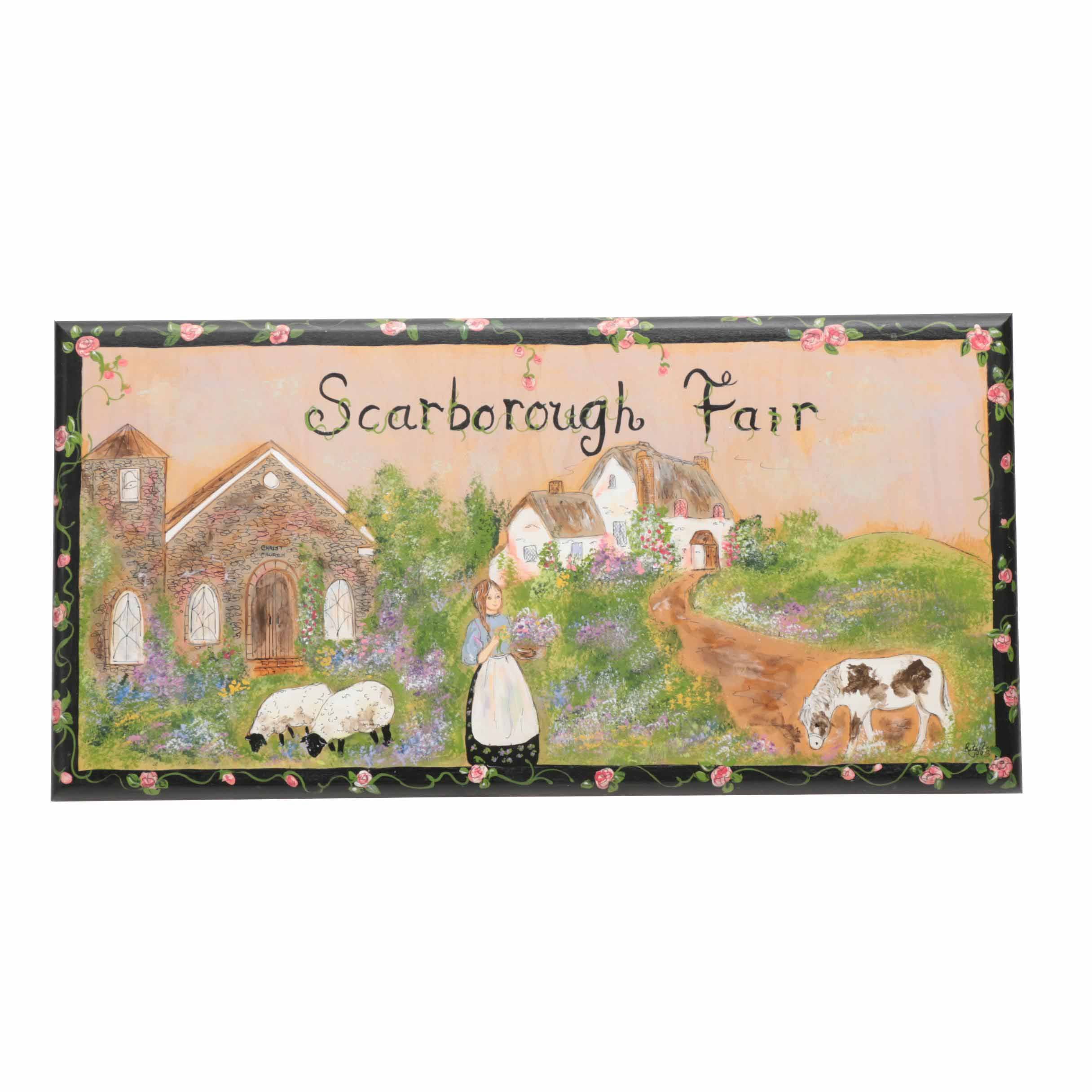 1993 Rita Ann Acrylic Painting on Panel "Scarborough Fair"