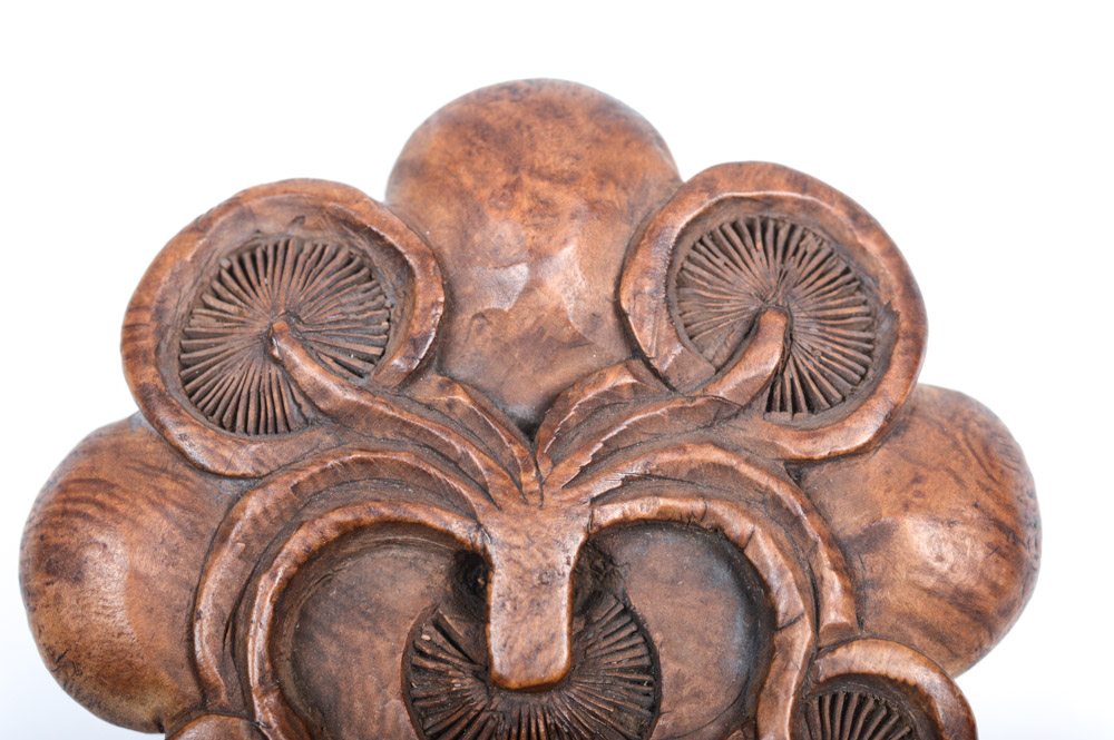 Antique Japanese Carved Wood Mushroom