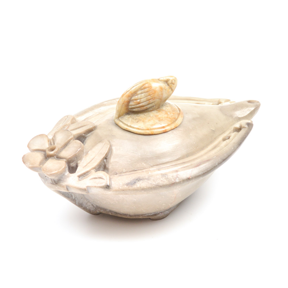 Antique Carved Stone Lamp