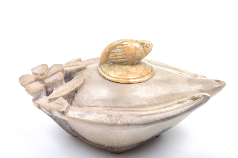 Antique Carved Stone Lamp