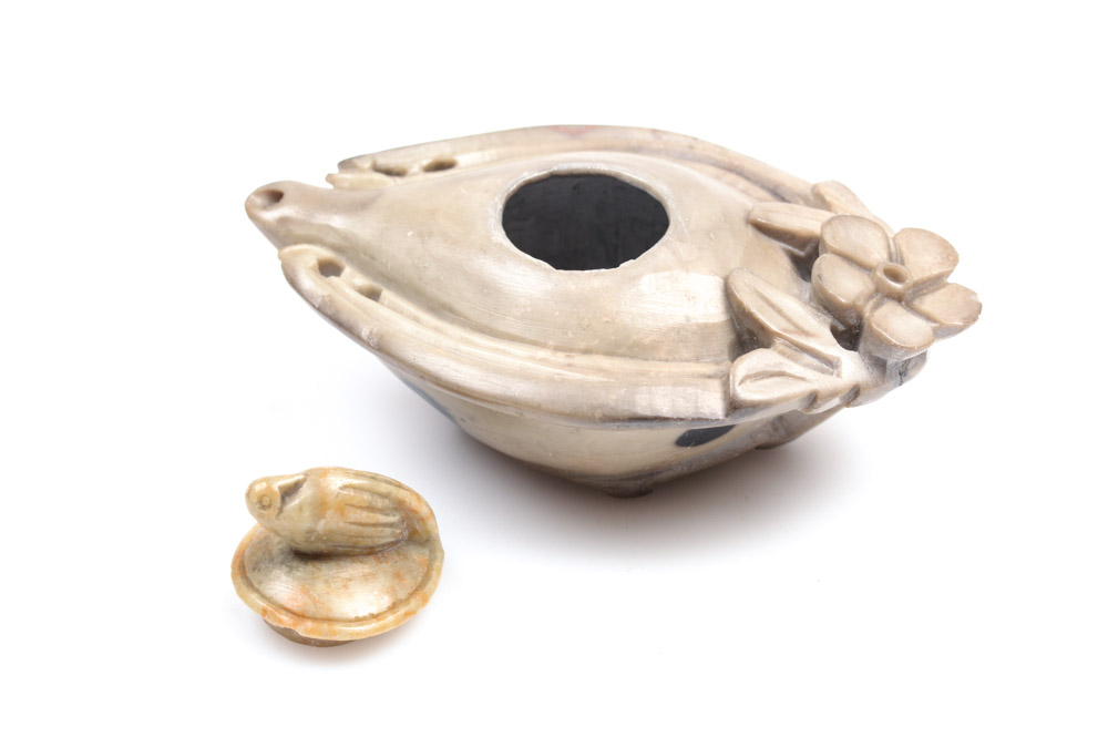 Antique Carved Stone Lamp