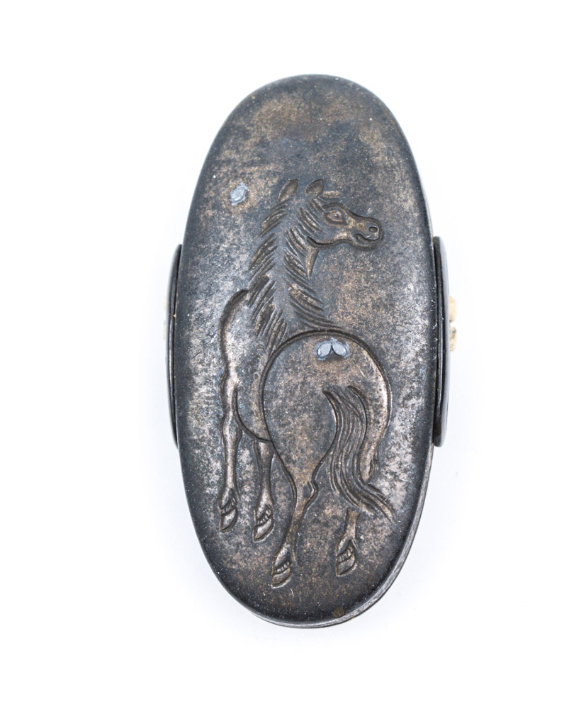 Antique Japanese Kashira Butt Cap and Fuchi Hilt Collar