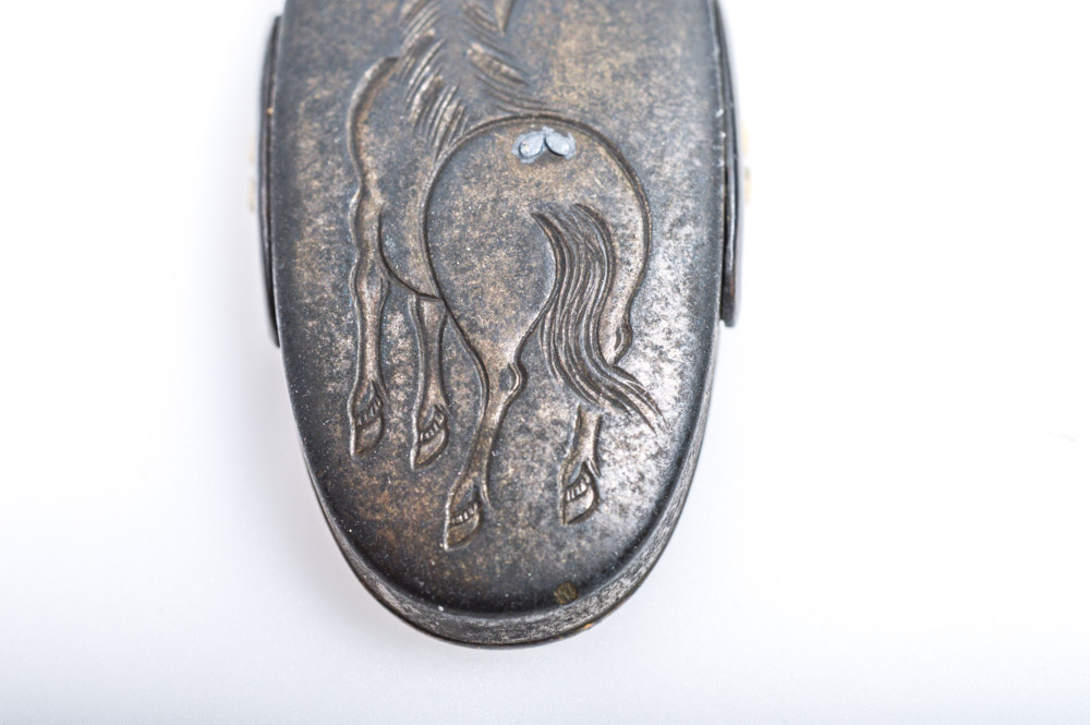 Antique Japanese Kashira Butt Cap and Fuchi Hilt Collar