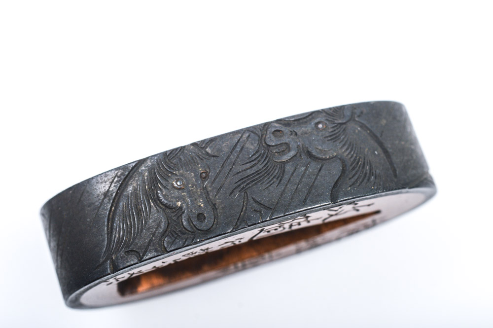 Antique Japanese Kashira Butt Cap and Fuchi Hilt Collar