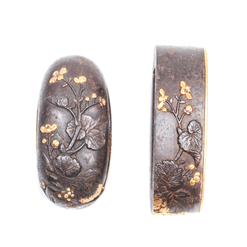 Antique Japanese Kashira Butt Cap and Fuchi Hilt Collar