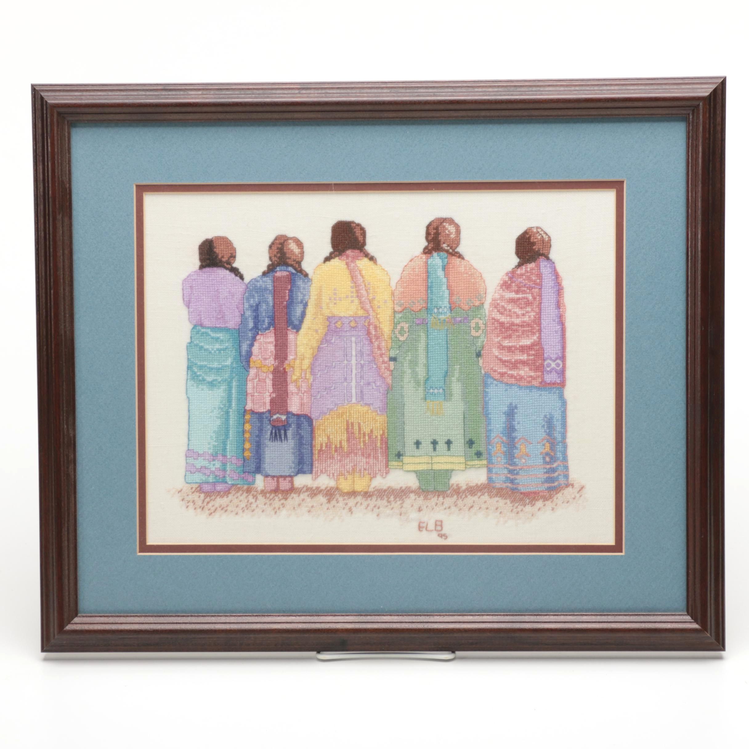 Needlepoint Artwork of Five Women