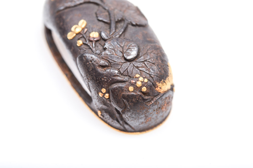 Antique Japanese Kashira Butt Cap and Fuchi Hilt Collar