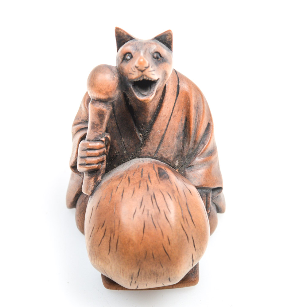 Antique Japanese Carved Fox Spirit Netsuke