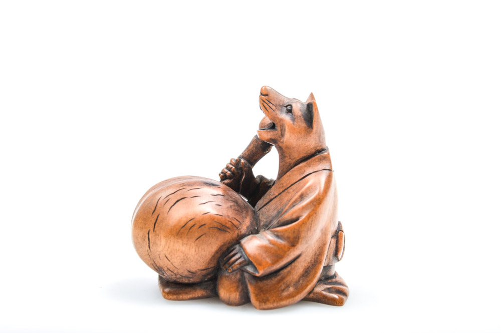 Antique Japanese Carved Fox Spirit Netsuke