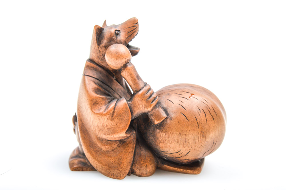 Antique Japanese Carved Fox Spirit Netsuke