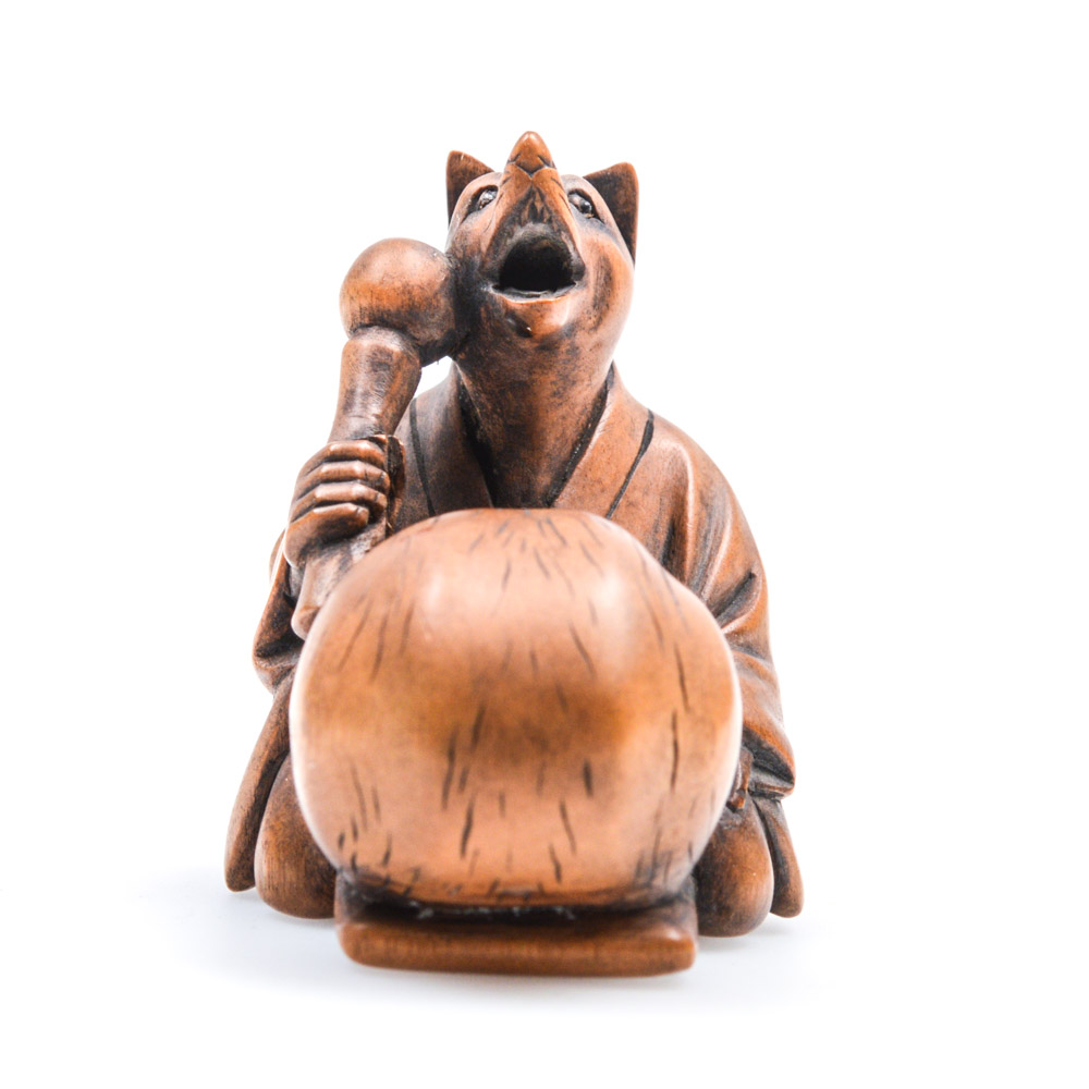 Antique Japanese Carved Fox Spirit Netsuke