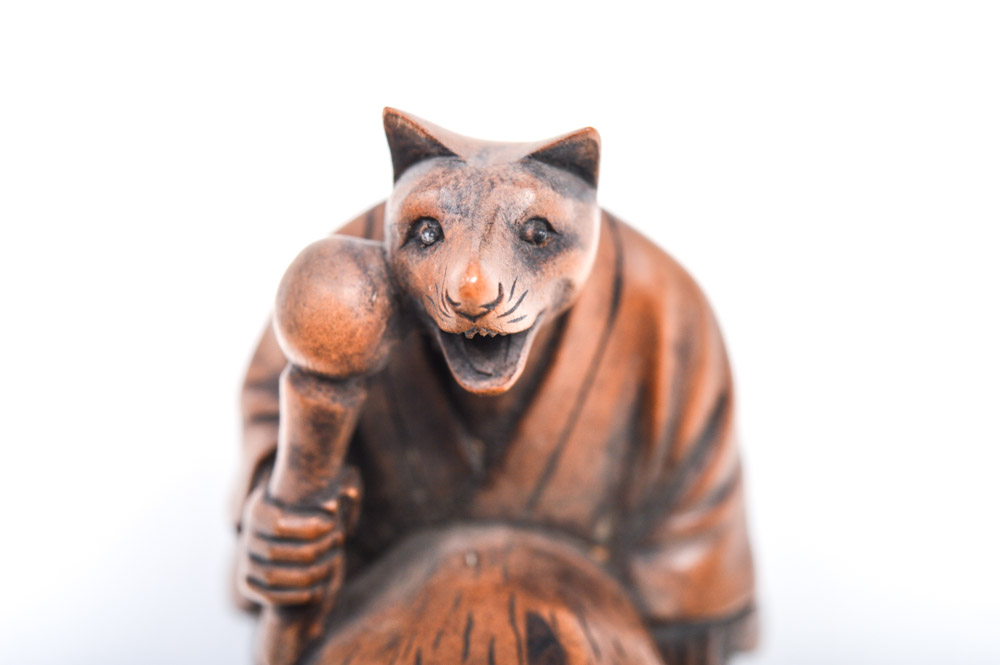 Antique Japanese Carved Fox Spirit Netsuke