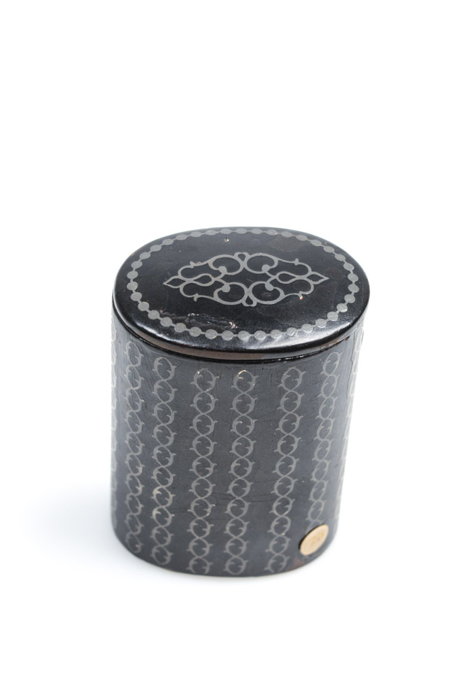 Antique Oval Box with Silver Inlay