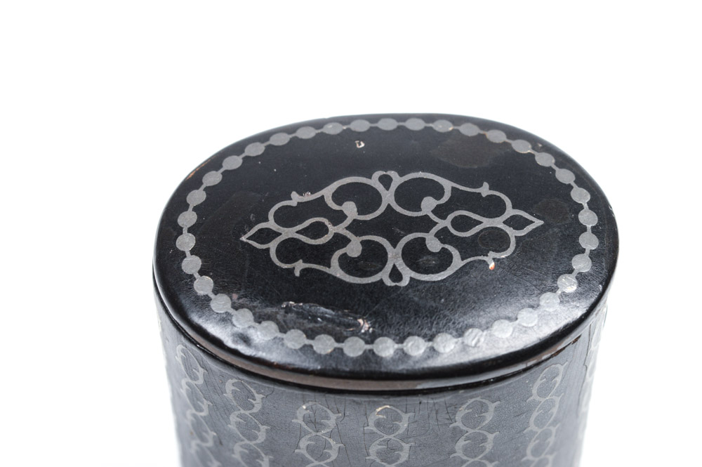 Antique Oval Box with Silver Inlay