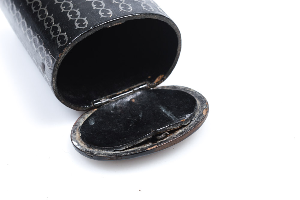 Antique Oval Box with Silver Inlay