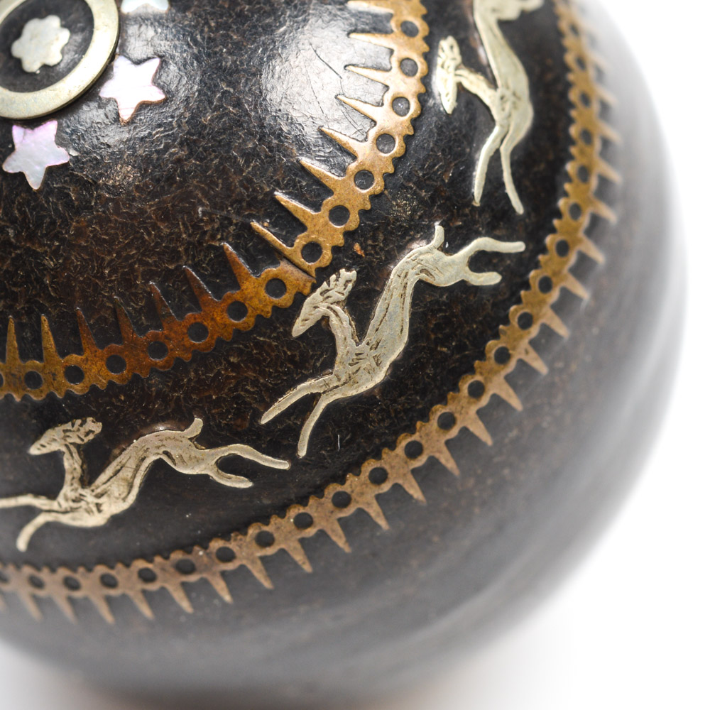 Antique Decorative Sphere with Metal Inlay