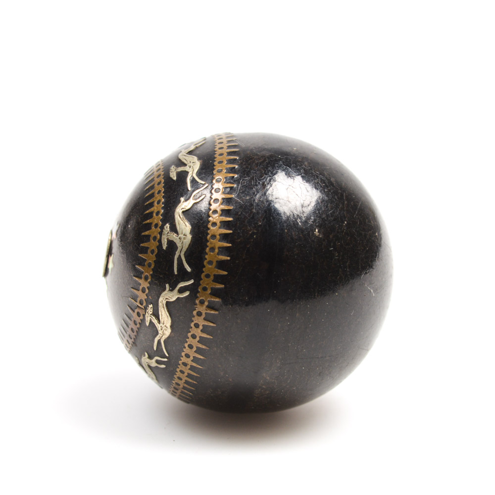 Antique Decorative Sphere with Metal Inlay