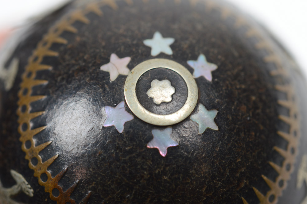 Antique Decorative Sphere with Metal Inlay