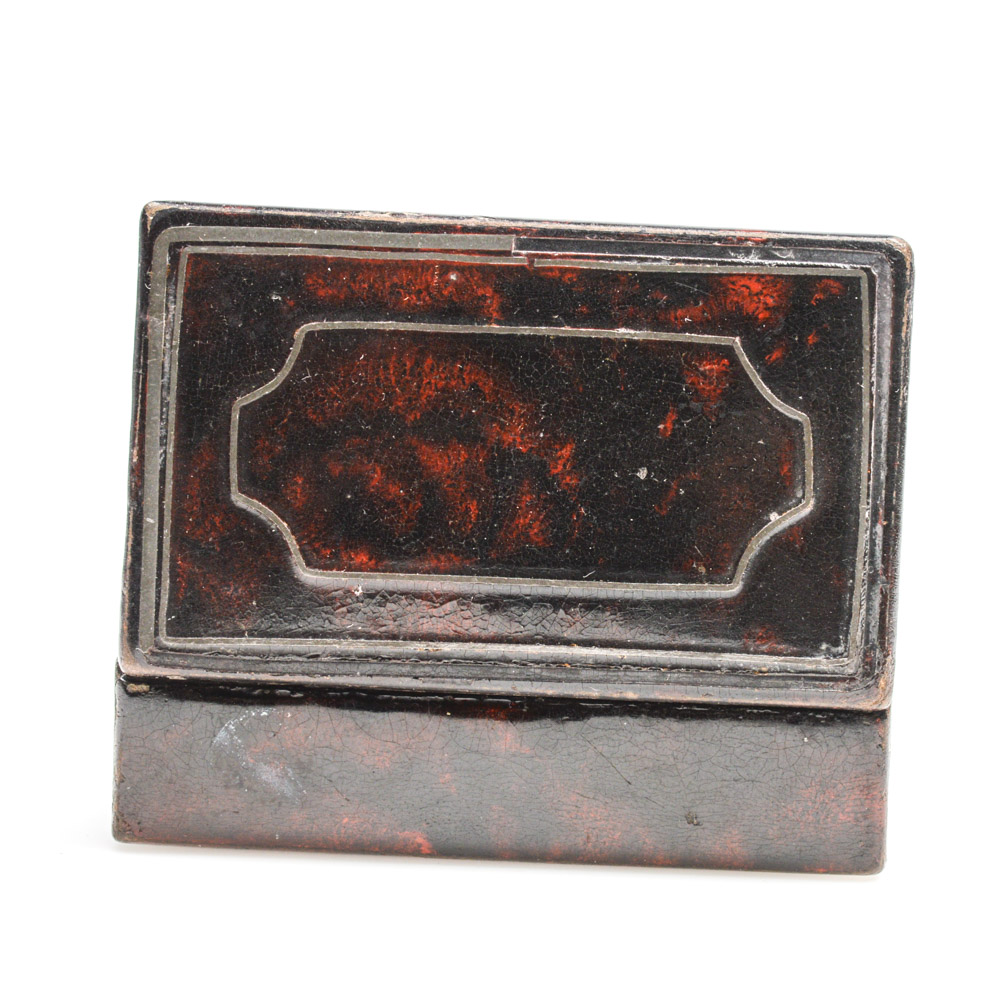 Antique Rectangular Box with Tortoise Shell Decoration