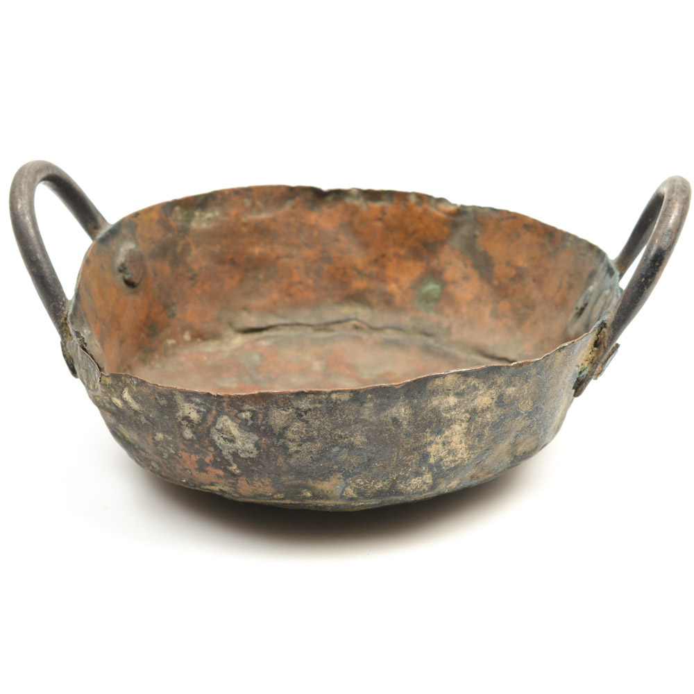 Antique Mexican Hammered Copper Incense Bowl