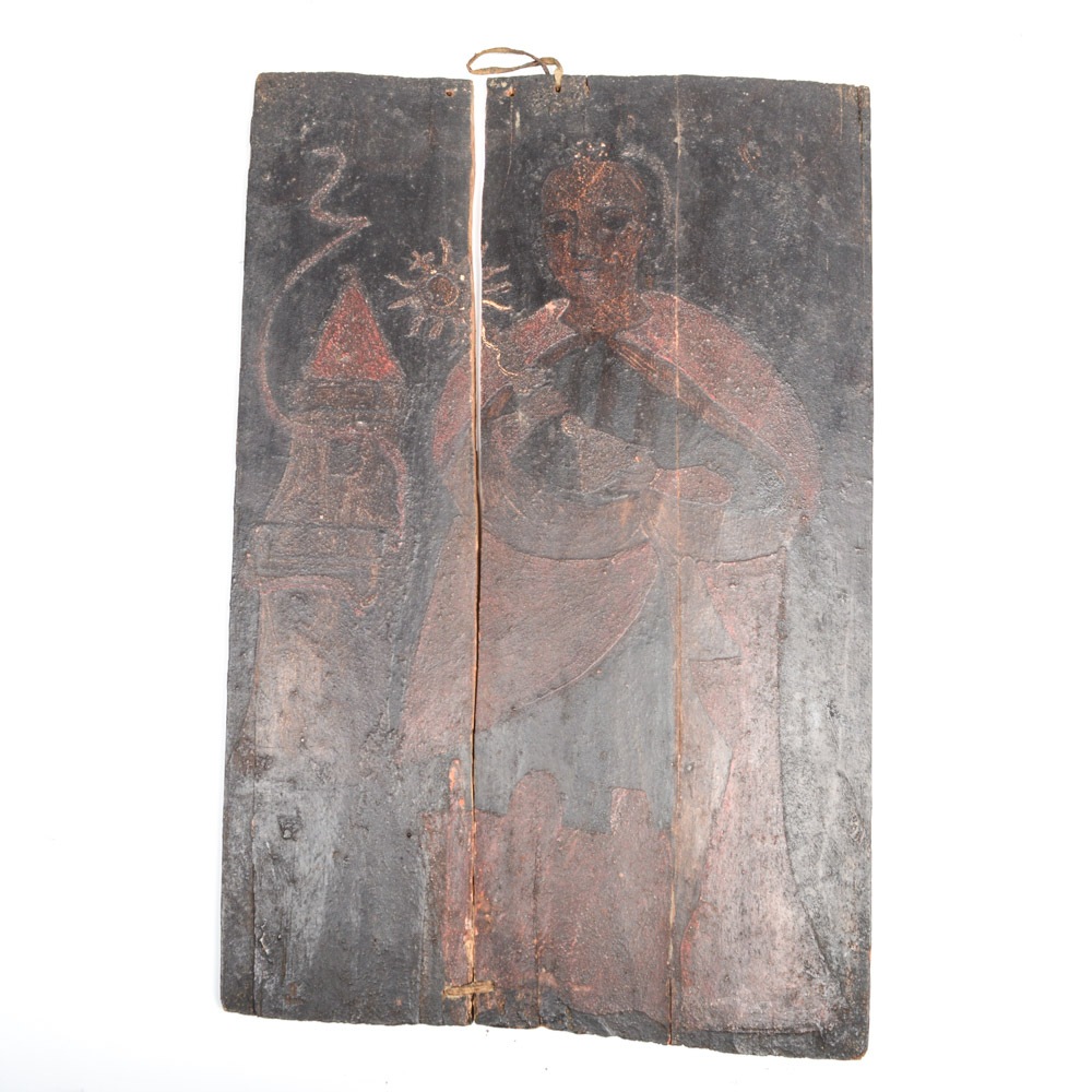Antique Spanish Colonial Retablo of Saint