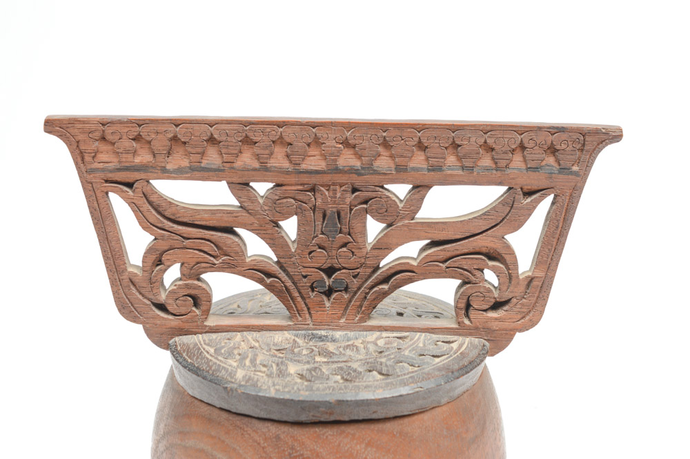 Antique Filipino Carved Wood Lidded Bowl