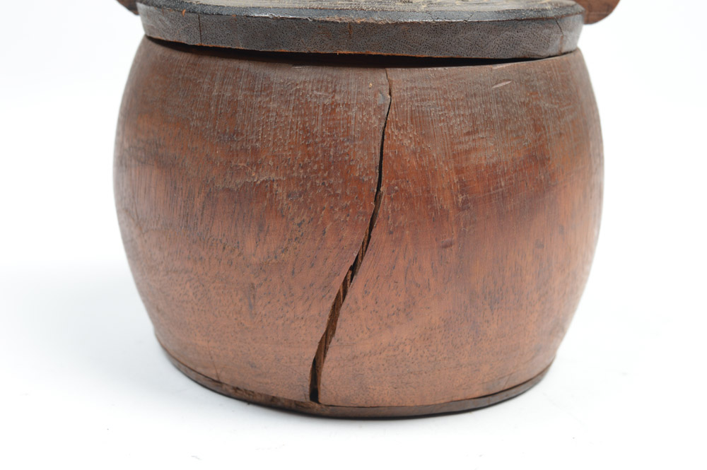 Antique Filipino Carved Wood Lidded Bowl