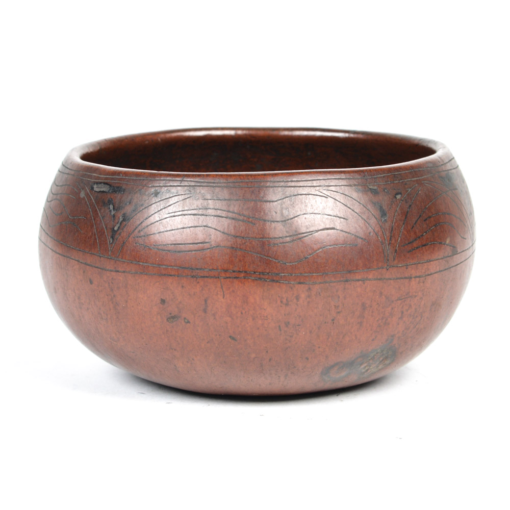 Antique Mexican Carved Gourd Bowl