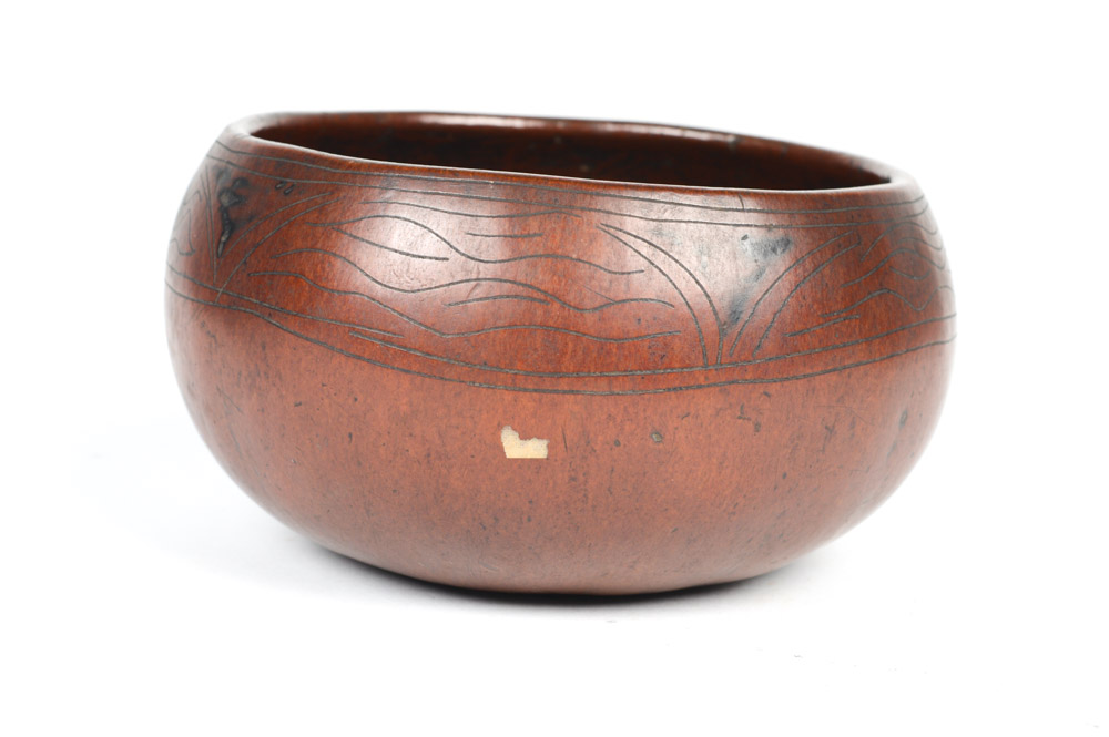 Antique Mexican Carved Gourd Bowl