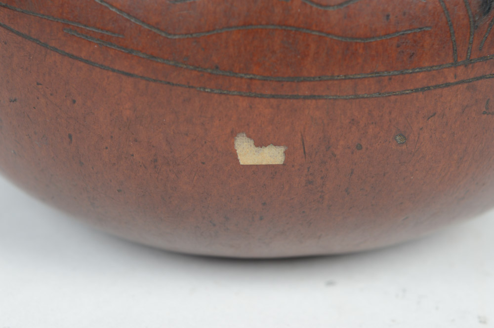 Antique Mexican Carved Gourd Bowl