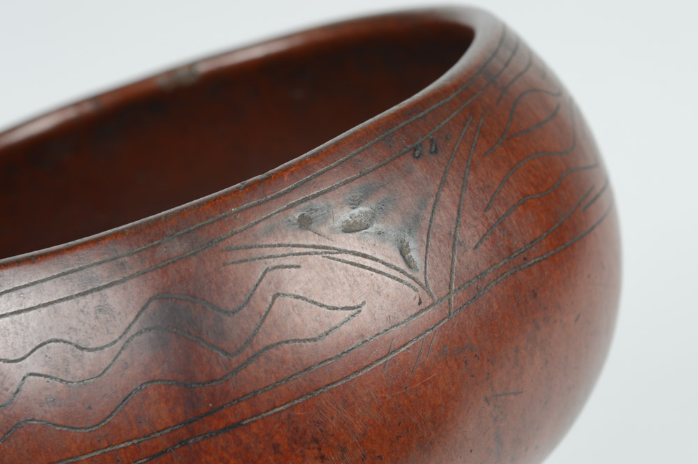 Antique Mexican Carved Gourd Bowl