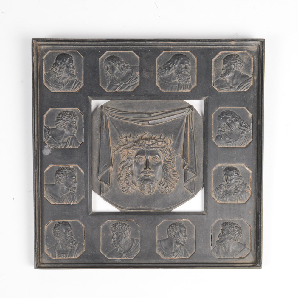 Antique Cast Metal Ecclesiastical Plaque