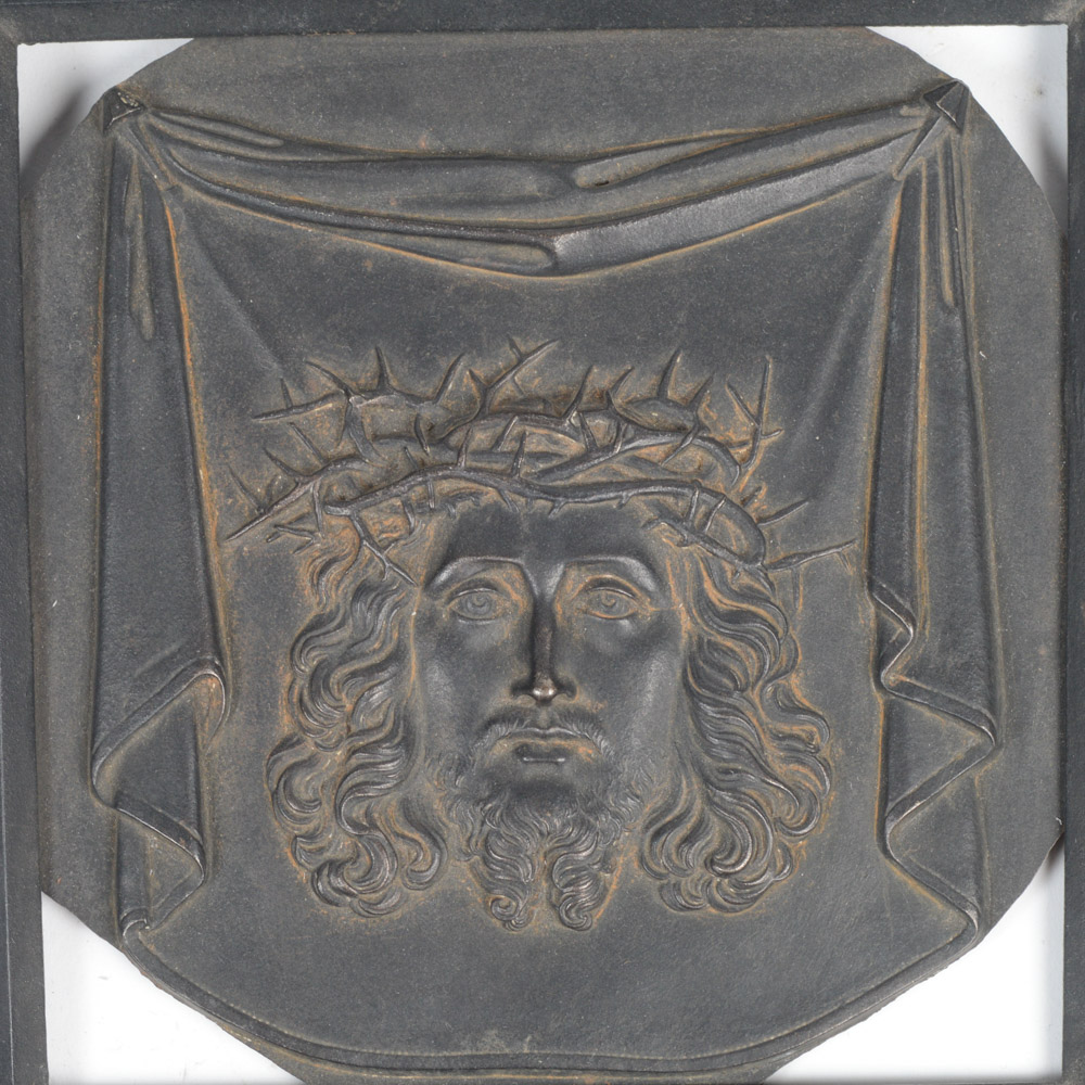 Antique Cast Metal Ecclesiastical Plaque