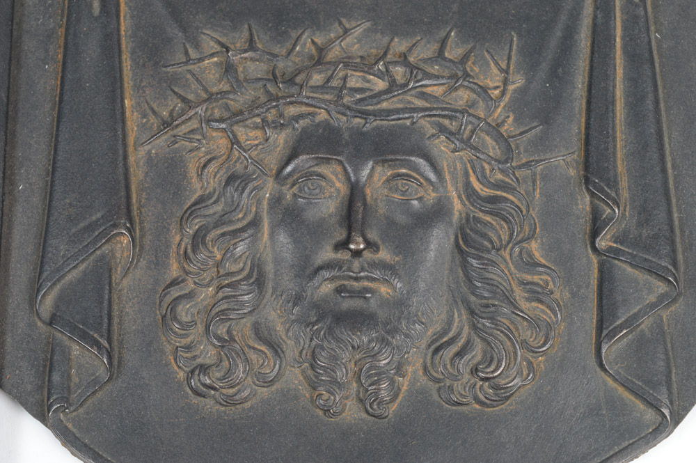 Antique Cast Metal Ecclesiastical Plaque