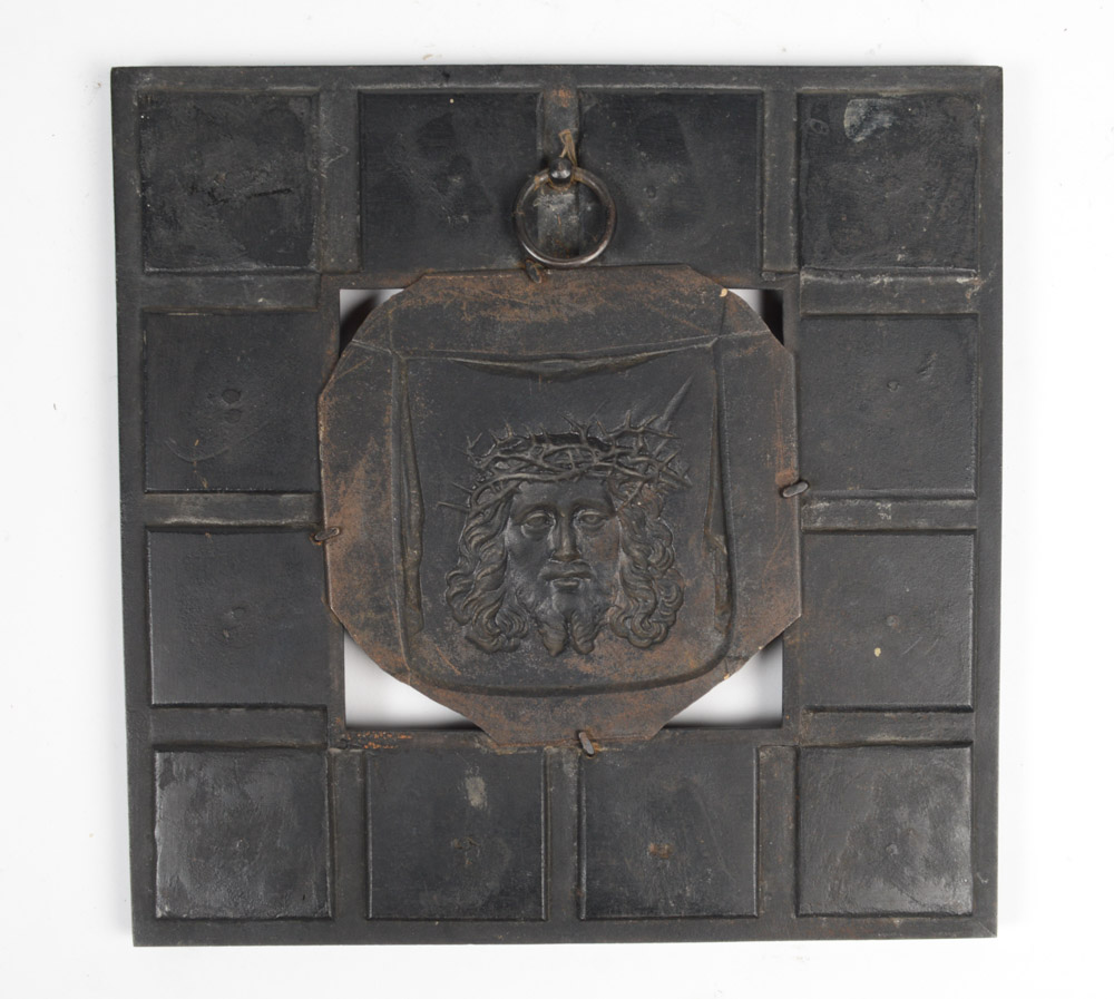 Antique Cast Metal Ecclesiastical Plaque