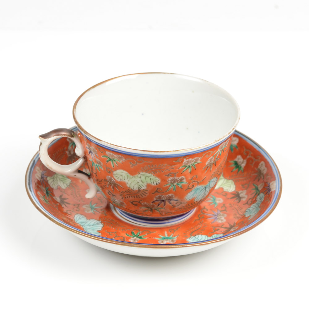 Japanese Fukagawa Porcelain Teacup and Saucer