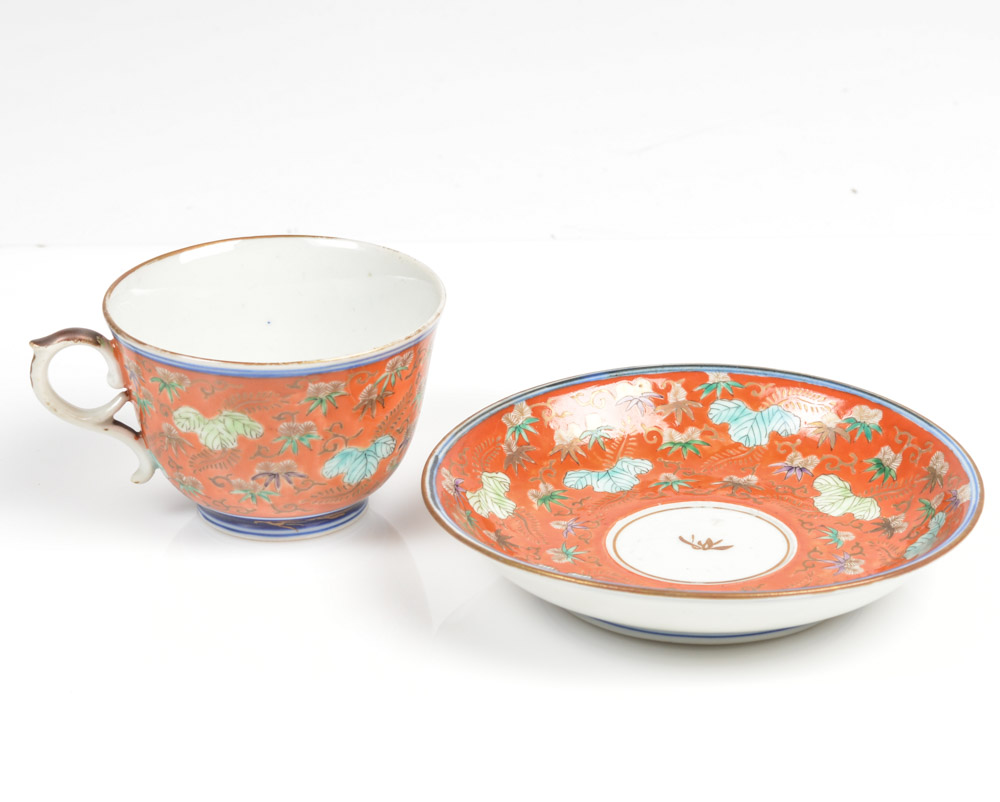 Japanese Fukagawa Porcelain Teacup and Saucer