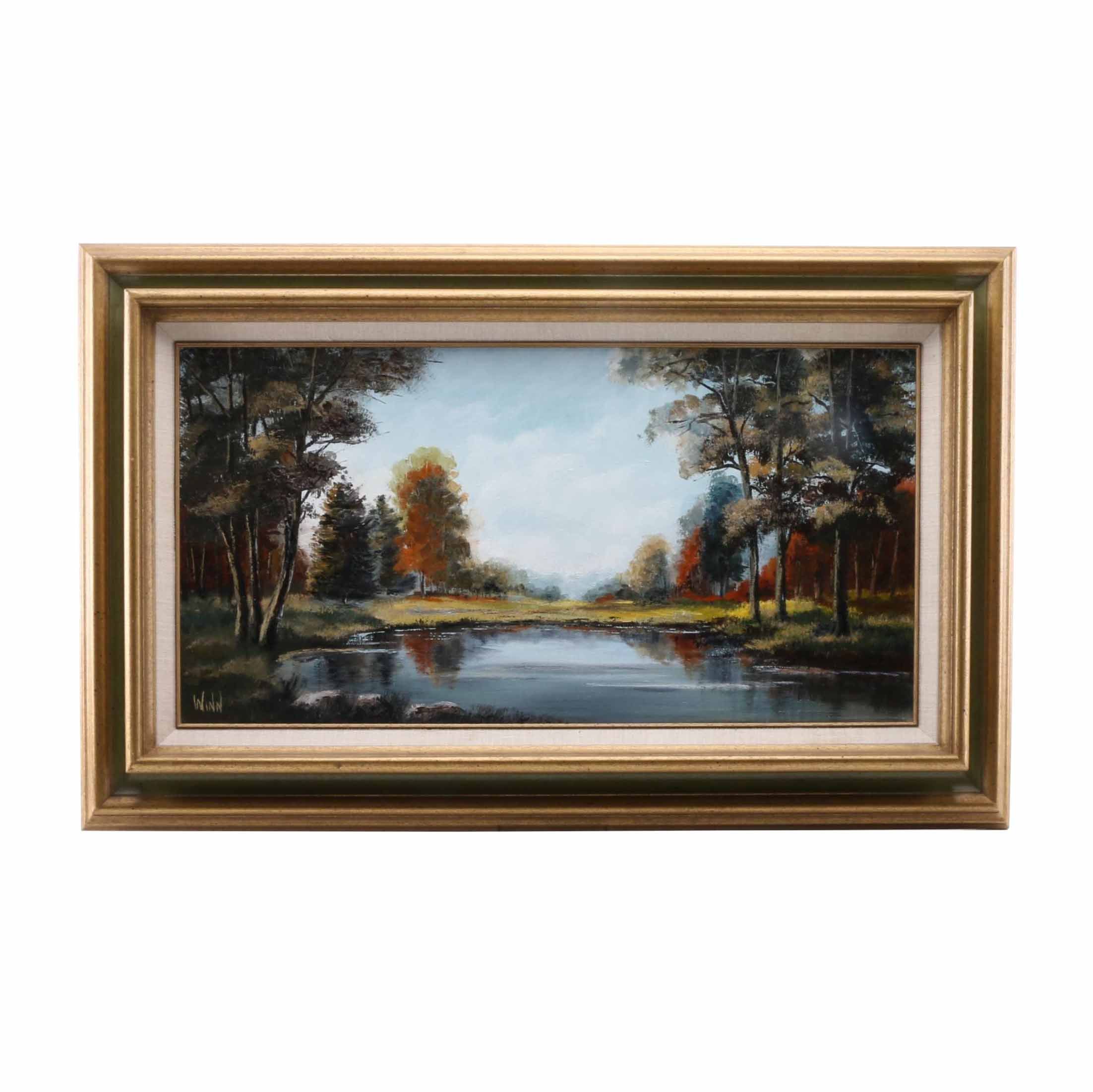 Maggie Winn Oil Painting on Canvas Landscape of a Lake