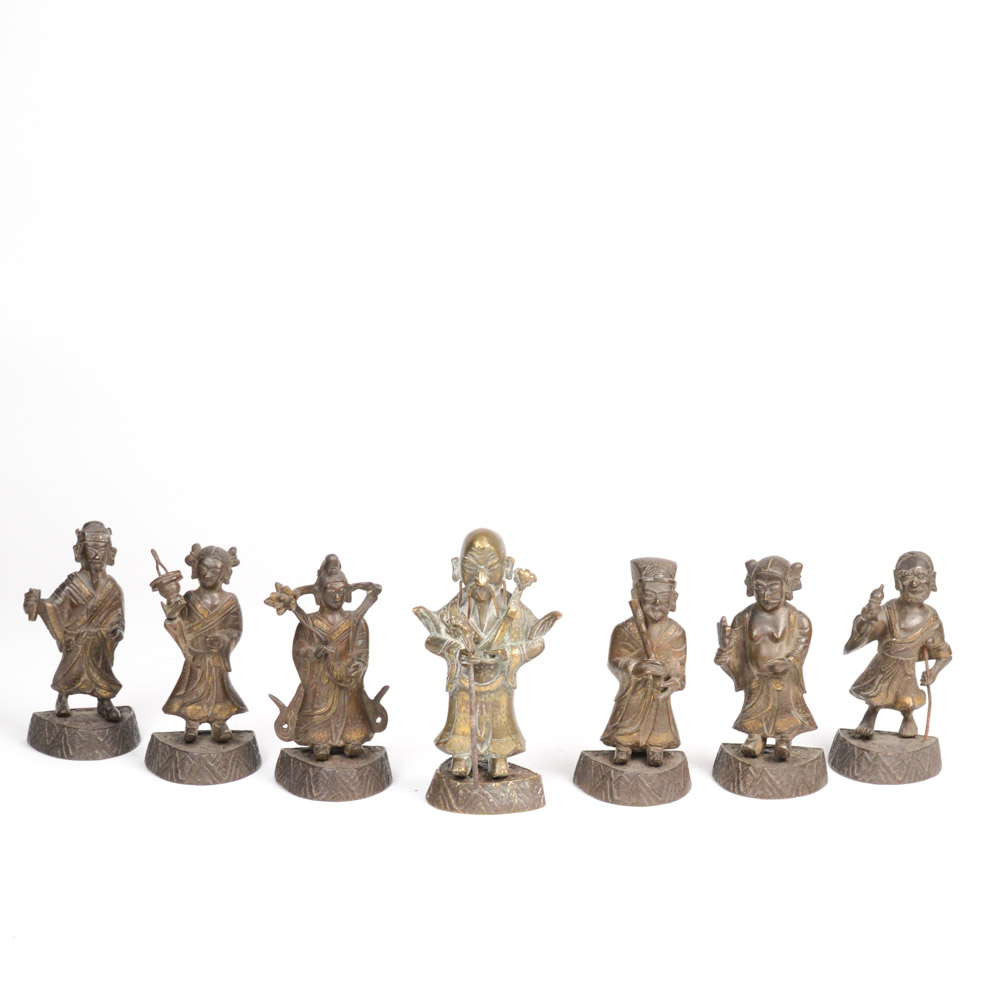 Early 20th Century Brass Daoist Immortals Figures