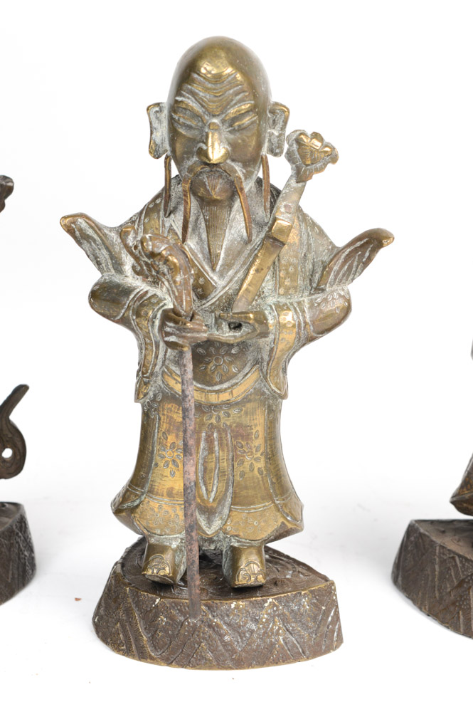 Early 20th Century Brass Daoist Immortals Figures