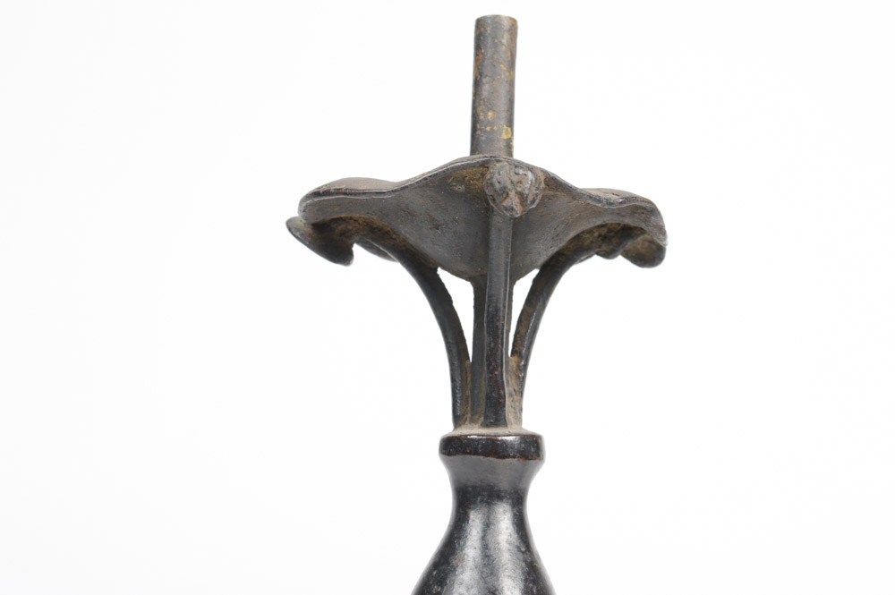 Pair of Antique Chinese Cast Metal Candlesticks