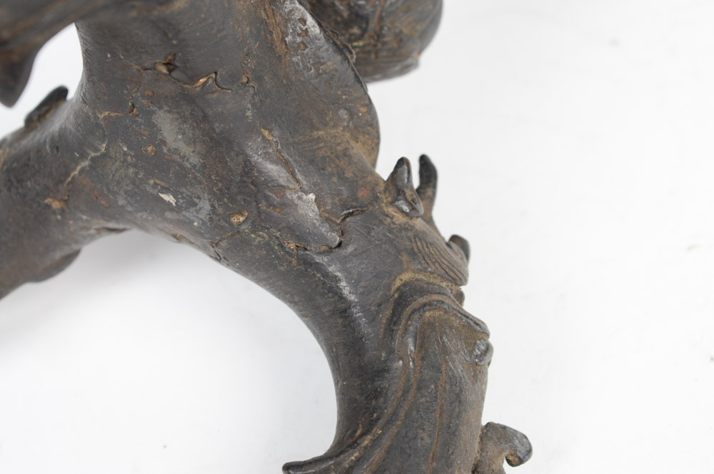 Pair of Antique Chinese Cast Metal Candlesticks