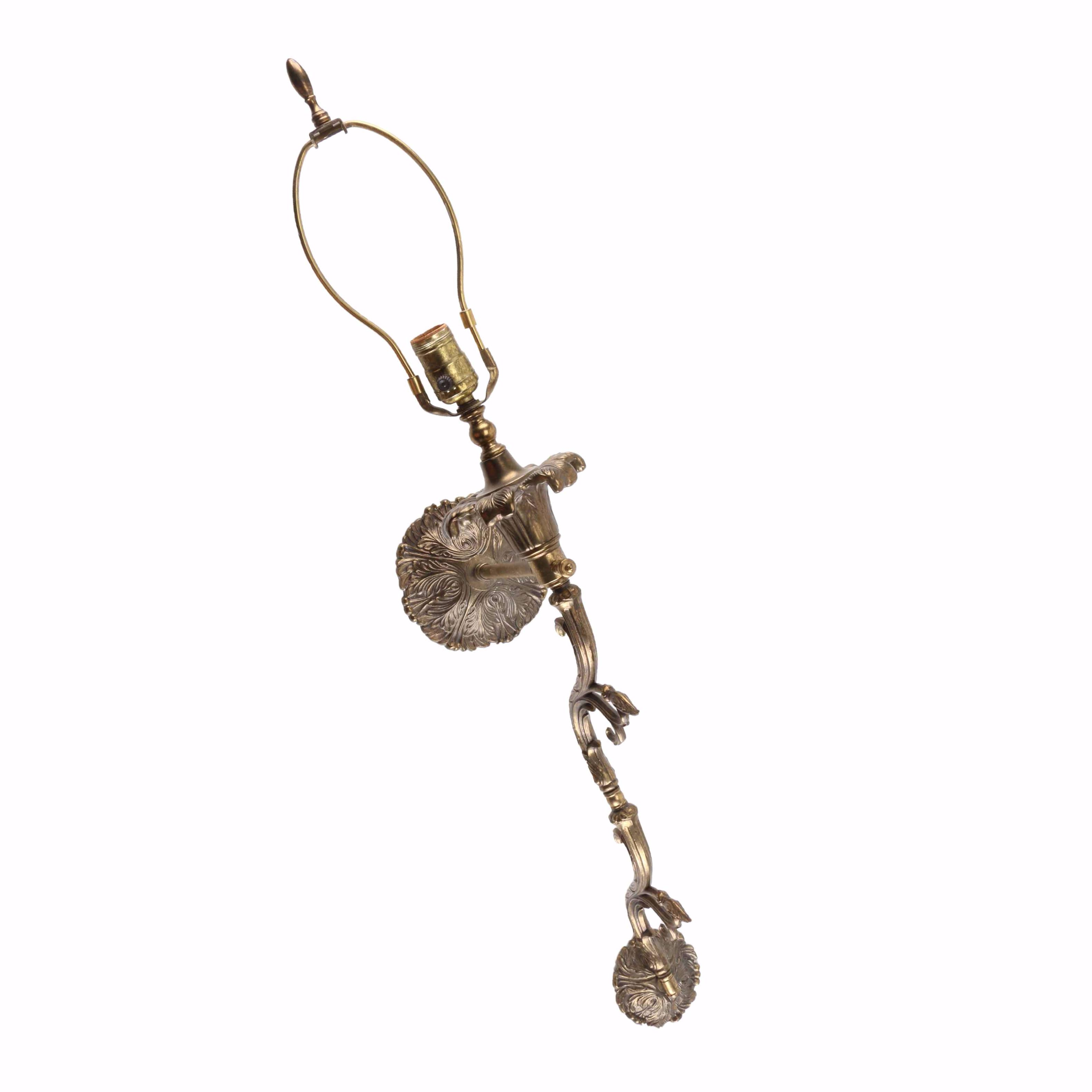 Ornate Foliate Brass Wall Sconce