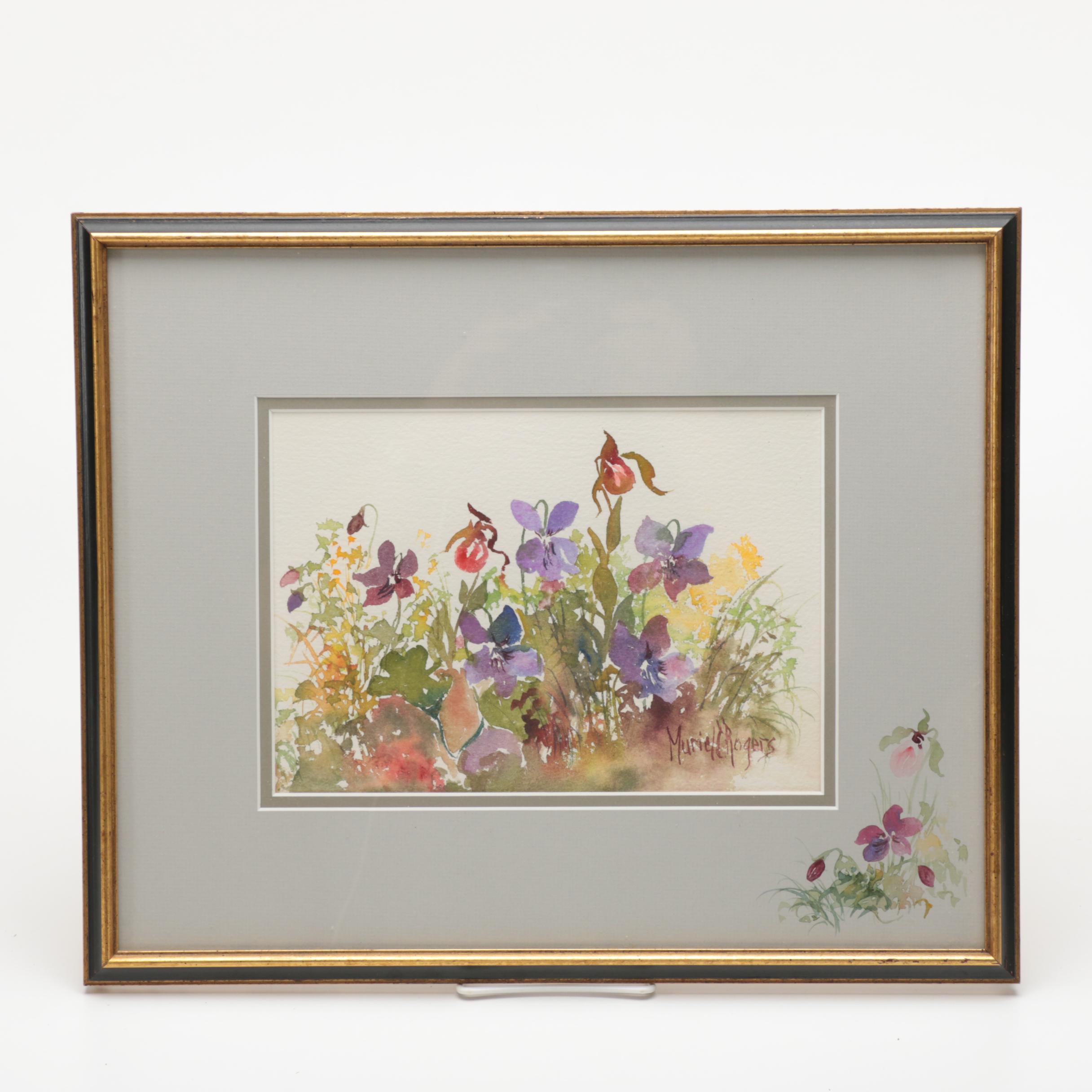 Muriel Rogers Floral Watercolor on Paper