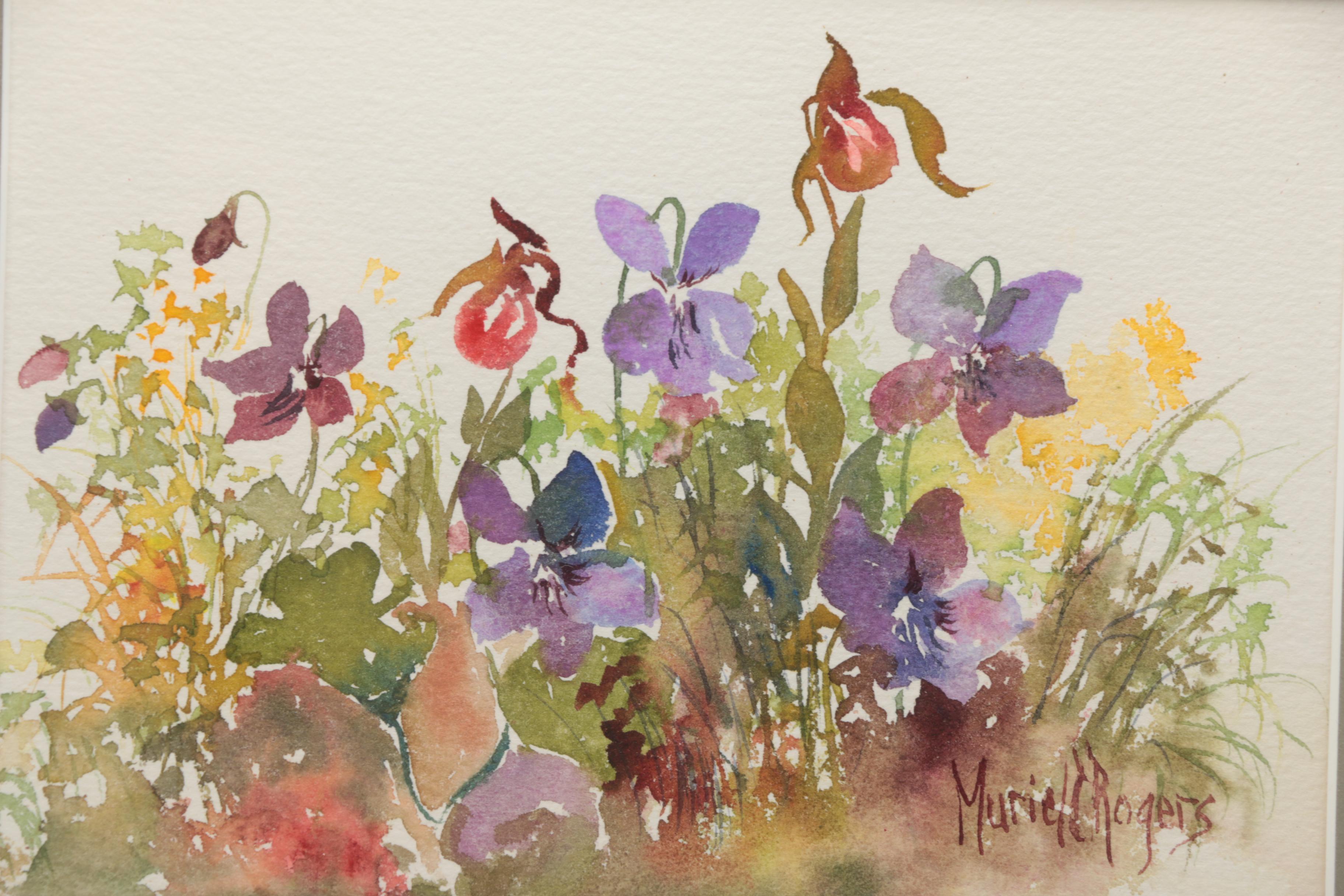 Muriel Rogers Floral Watercolor on Paper