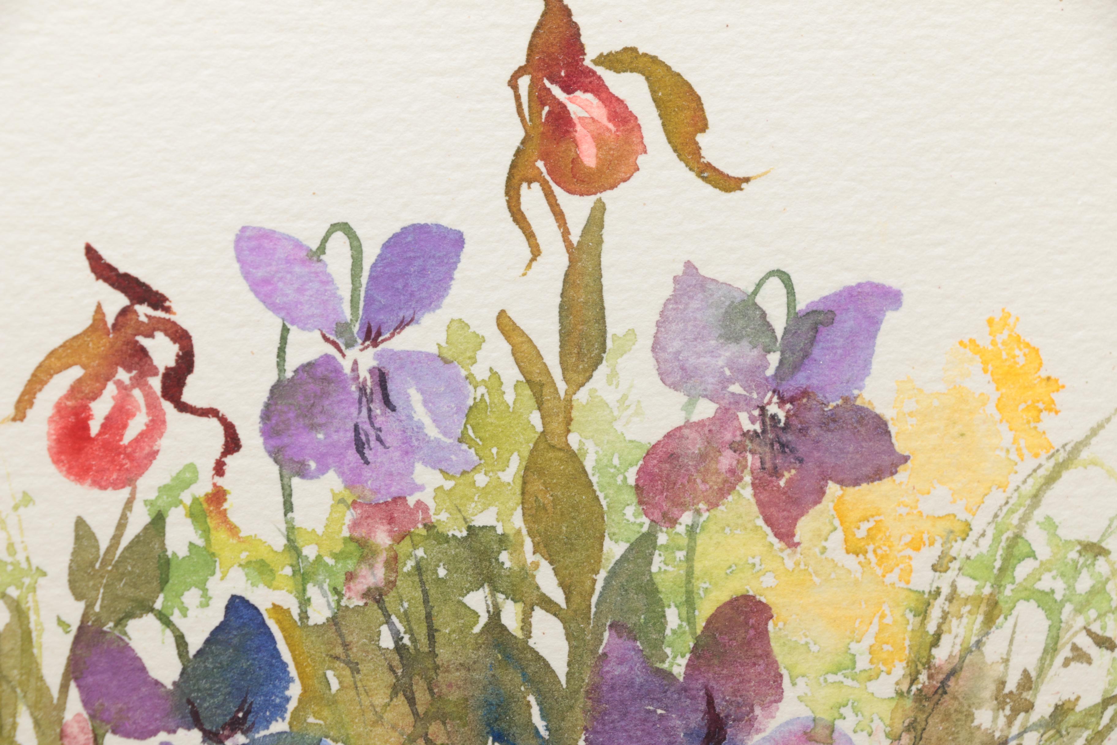 Muriel Rogers Floral Watercolor on Paper