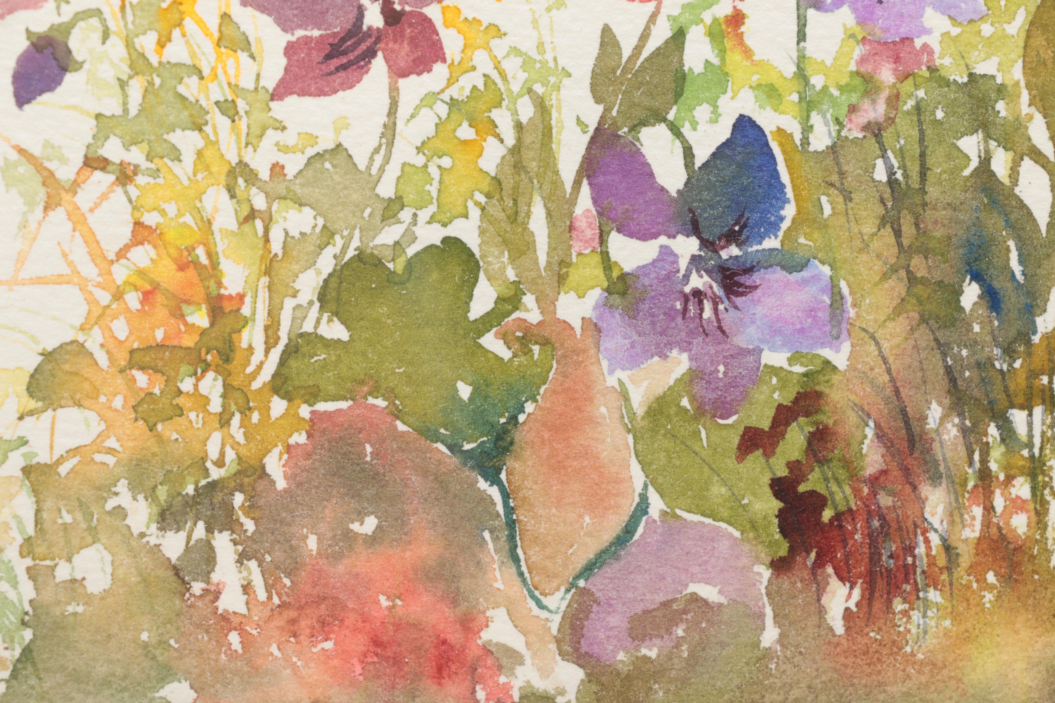 Muriel Rogers Floral Watercolor on Paper