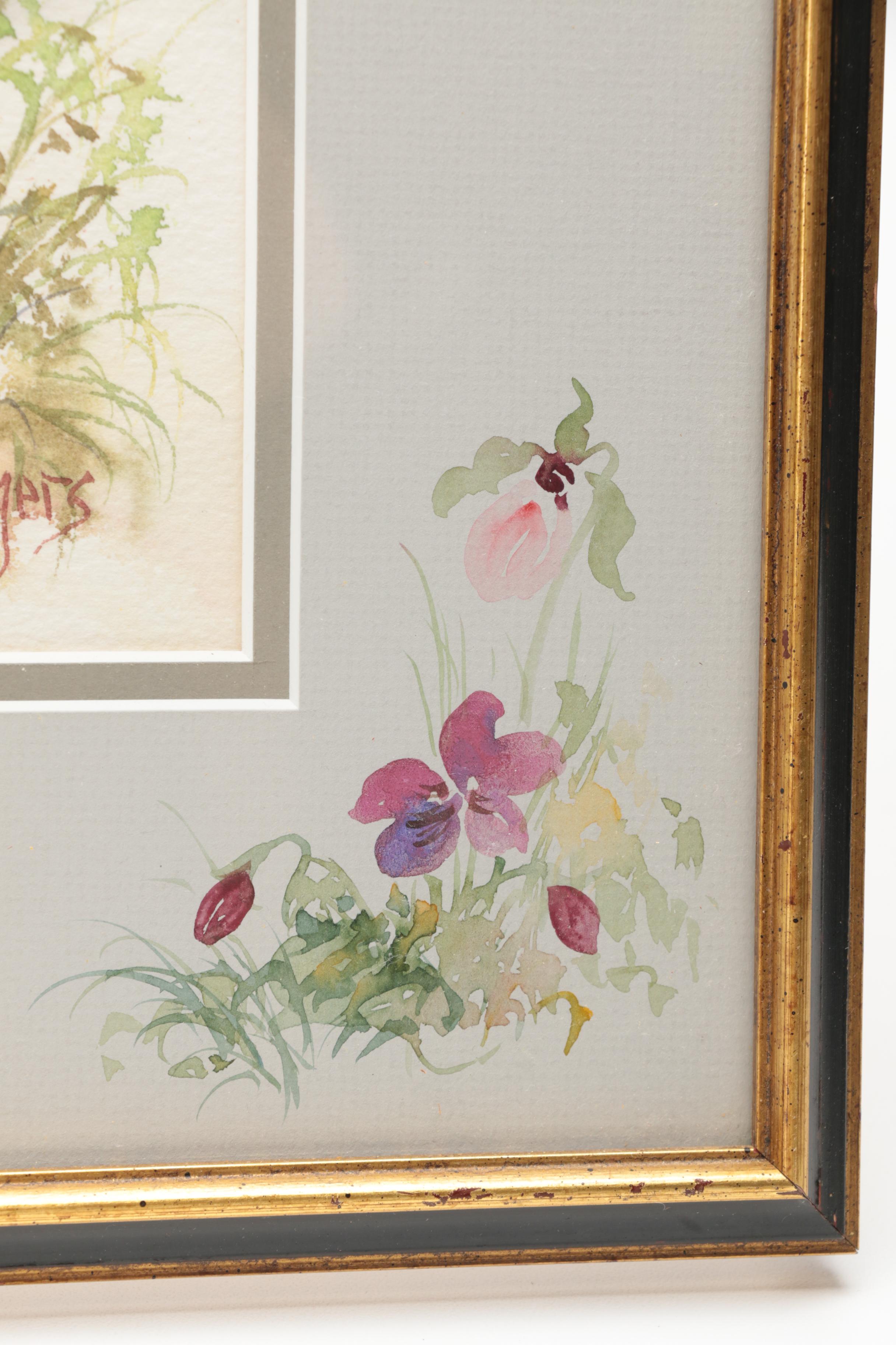 Muriel Rogers Floral Watercolor on Paper