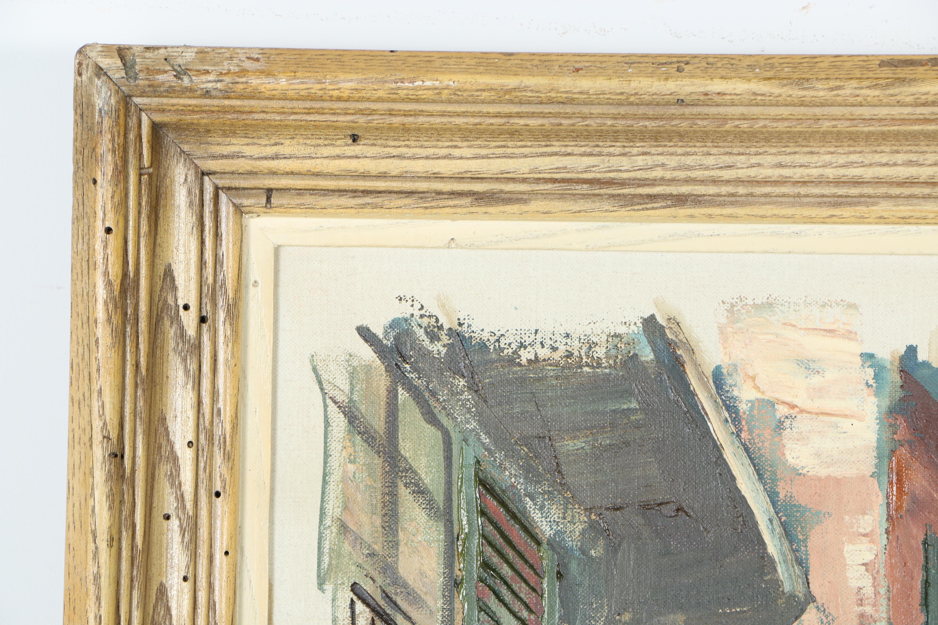 Maggie Hartnett Mid-Century Oil Painting of New Orleans Cityscape