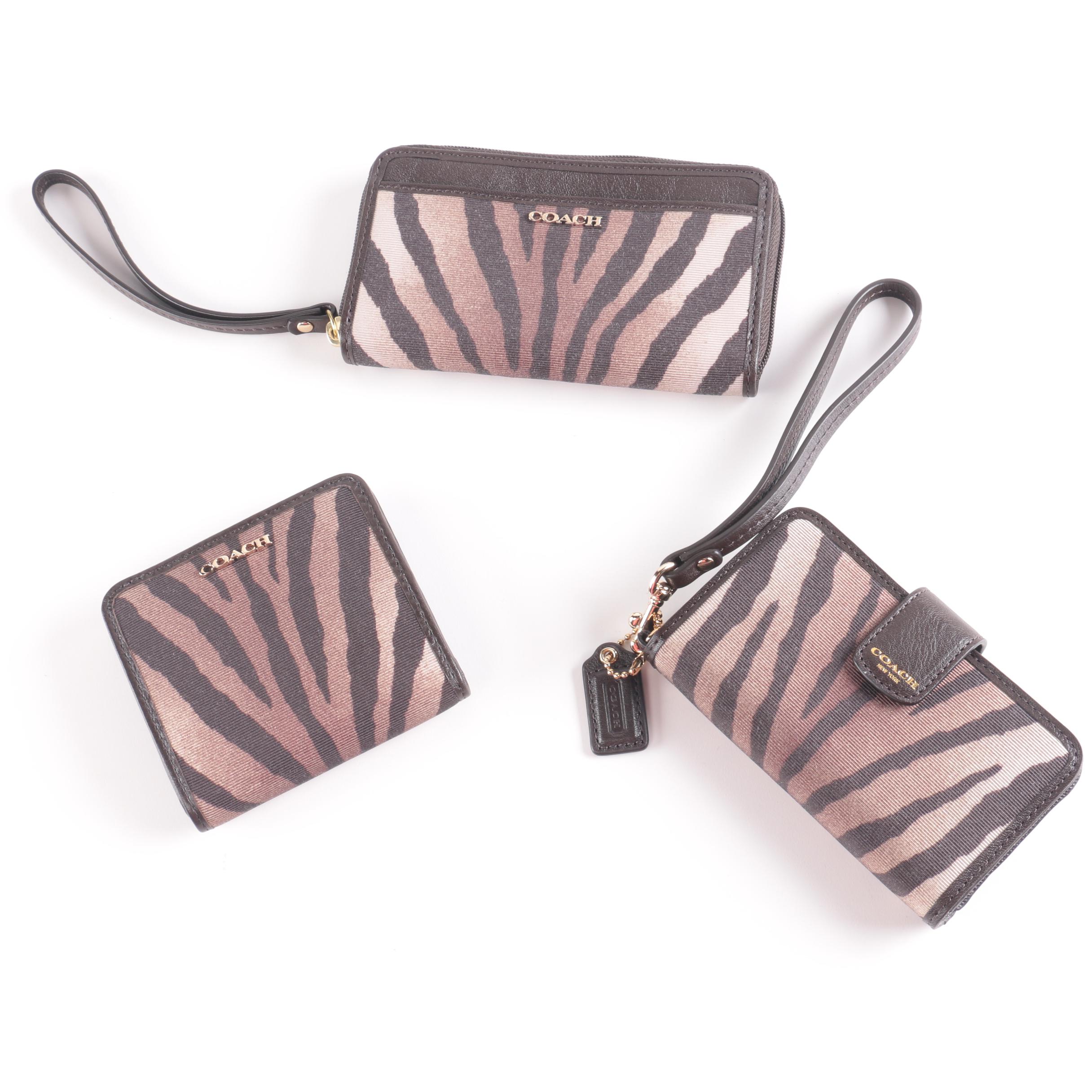 Collection of Coach Madison Brown Zebra Print Accessories